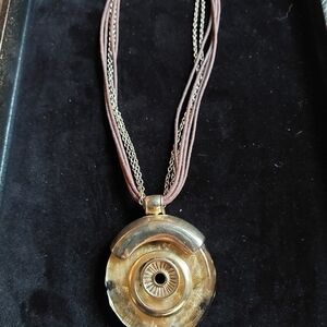 Vintage* Gold Leaf Under Glass Pendant Necklace